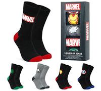 Marvel Spiderman Mens Socks 5 Pack Gifts for Men Teens Calf Length Socks Avengers Iron Man Thor Breathable Sports Casual Work (6.5/10.5 UK, Black/Grey)