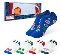 Marvel Mens Socks Summer Anti Slip Invisible Socks for Men 5 Pack Low Cut Captain America Iron Man Avengers No Show Socks Men One Size 7.5-11.5 Gifts for Him (White/Multi)