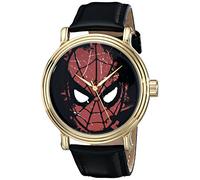 MARVEL Men's Spider-Man Analog-Quartz Watch, Black Leather/Black, Quartz Movement