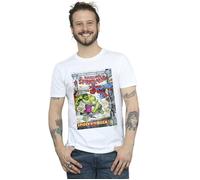Marvel Men's Spider-Man VS Hulk Cover T-Shirt in White | Size: Medium Marvel White M