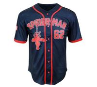 Marvel Men's Spiderman Classic Spider Short Sleeve Baseball Jersey, Navy, S
