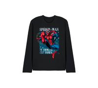 Marvel Men's Spiderman Is Coming To Town Long Sleeve T-Shirt, Black | Size: Small Marvel Black S