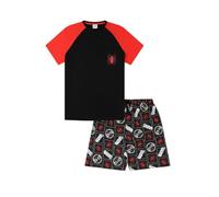 Marvel Mens Spiderman Short Pyjama Set Black Red (XX-Large)