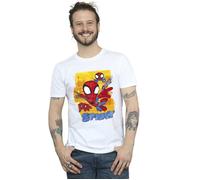 Marvel Men's Spidey & His Amazing Friends Flying T-Shirt in White | Size: 4XL Marvel White 4XL