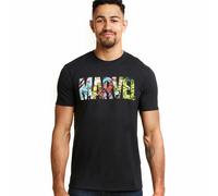 Marvel Mens T-shirt Comic Strip Logo Avengers Black S-2XL Official