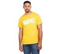 Marvel Men's Text Logo T-Shirt, Yellow (Gold GLD), XX (Size:XX-Large)