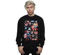 Marvel Men's Thor And Captain America Christmas Day Sweatshirt Black X-Large