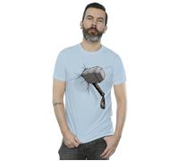 Marvel Men's Thor Hammer Crack T-Shirt in Baby Blue | Size: Small Marvel Baby Blue S