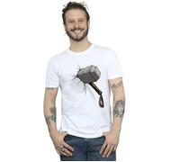Marvel Men's Thor Hammer Crack T-Shirt in White | Size: Large Marvel White L