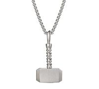 Marvel Men's Thor Hammer Mjolnir Stainless Steel Pendant Necklace, 22'' Chain Officially Licensed, Black, (N600501L-22)