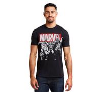 Marvel Men's Trio Heroes Cotton T-Shirt in Black | Size: Small Marvel Black S