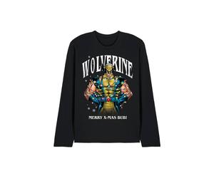 Marvel Men's Wolverine Merry Xmas Bub Long Sleeve T-Shirt, Black | Size: Medium Marvel Black M