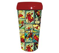 Marvel MV0987 Iron Man Panel Plastic Steel Travel Mug, 16 oz, Multicolor