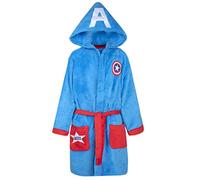 Marvel Official Captain America Kids Robe | Extra Soft Hooded Superhero Robe for Kids | Long sleeve 3D Features Dressing Gown | Official Merchandise | Gifts for Boys (8-9)