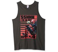 Marvel Men's Official Happy Deadpool Tank Top Shirt, Charcoal, Large