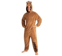Marvel Onesies for Men and Teenagers - Hooded Fluffy Fleece Onesies For Men S-3XL Lounge Wear - Gifts for Men (Brown, M)