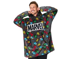 Marvel Oversized Blanket Hoodie for Men Captain America Iron Man (Grey Aop)