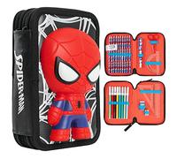 Marvel Pencil Case with Stationery Included School Supplies Filled Large Pencil Case Multiple Compartments Colouring Pencils Pens Boys Stationery Set Gifts for Boys (3D Spiderman)