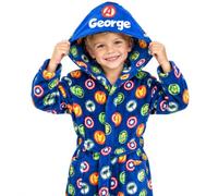 Marvel - Personalised Dressing Gown - Fluffy Superhero Robe - Blue Avengers Robe 3-9 Years