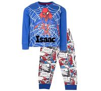Marvel - Personalised Spiderman Pyjamas for Kids, Ages 8-9 - 100% Cotton, Long Sleeve Pyjamas - Official Merchandise - PJs Personalised Name Blue