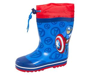 Marvel Press Boys Captain America Tie Top Wellington Boots Blue EU 25 / UK 8