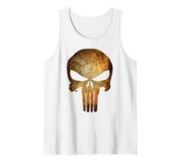 Marvel Punisher Rusted Skull Logo Tank Top, Men, White, Small