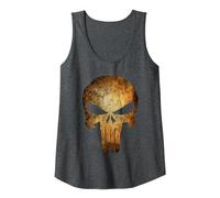 Marvel Punisher Rusted Skull Logo Tank Top, Women, Dark Heather Grey, XX-Large