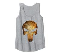 Marvel Punisher Rusted Skull Logo Tank Top, Women, Heather Grey, XX-Large