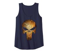 Marvel Punisher Rusted Skull Logo Tank Top, Women, Navy Blue, X-Large