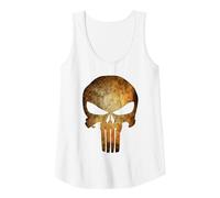 Marvel Punisher Rusted Skull Logo Tank Top, Women, White, Medium