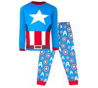 Marvel Pyjama Set for Boys I Ages 7-8 I Long Sleeve Captain America PJs | 100% Cotton Superhero Dress Up Costume | Official Merchandise | Gift for Boys Blue