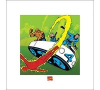 Marvel Pyramid International Comics Fantastic Four Art Print, Multi-Colour, 40 x 40 x 1.3 cm
