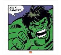 Marvel Pyramid International Smash Hulk Art Print, Multi-Colour, 40 x 40 x 1.3 cm