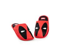 Marvel Deadpool Mens Slippers | Deadpool Mask Character Graphic Indoor Mules for Adults in Red Comics Superhero Slip On House Shoes | Wade Wilson Comic Book Movie Merchandise Gift
