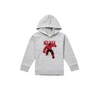 Marvel Red Hulk Cracked Youth Kids Pull-Over Hoodie, Athletic Heather in Grey | Size: 5-6 Years Marvel Grey 5-6 Years