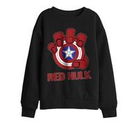 Marvel Red Hulk Shield Kids Sweatshirt, Black, 5-6