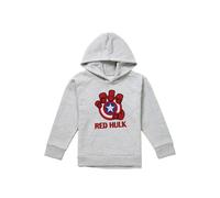 Marvel Red Hulk Shield Youth Kids Pull-Over Hoodie, Athletic Heather in Grey | Size: 9-11 Years Marvel Grey 9-11 Years