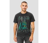 Marvel Retro Doctor Doom Lives T Shirt, Vintage Wash Black In Dark Grey Dark Grey
