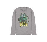 Marvel Retro Doctor Doom Points Long Sleeve T-Shirt, Athletic Heather in Grey | Size: XL Marvel Grey XL