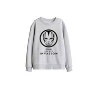 Marvel Secret Invasion Mono Badge Kids Sweatshirt, Athletic Heather in Light Grey | Size: 9-11 Years Marvel Light Grey 9-11 Years