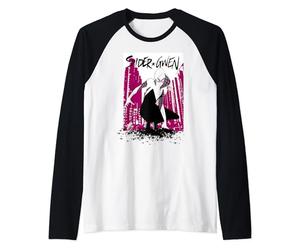 Marvel Spider-Gwen Pink City Crouching Portrait Raglan Baseball Tee