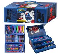Marvel Spider-Man 52-Piece Deluxe Colouring Art Box for Kids | Portable Art Kit with Markers, Crayons, Colour Pencils & More | Creative Drawing & Coloring Set | Gift for Boys & Girls