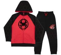Marvel Spider-Man Across the Spiderverse Hoodie and Joggers 2-Pack, Boys Spiderman Hooded Sweatshirt Active Sweatpants Bundle, Red/Black, 10-12