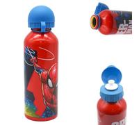Marvel Spider-Man Aluminium Kids Drinking Bottle | 500ml Leakproof Water Bottle with Flip Lid | Lightweight, Reusable & BPA-Free Travel Bottle for School, Sports & Outdoor Use (Red)