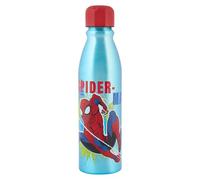 Marvel Spider-Man Aluminium Water Bottle, Blue, 600ml, Reusable BPA Free with Secure Screw Cap, Soda Bottle Shape, 48+ Months