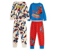 Marvel Spider-Man Boys Blue & Red Multi-Pack of 2 Long Sleeve Long Leg Pyjama Set | Amazing Spider-Man Graphic Sleepwear & Loungewear Merch
