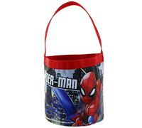 Marvel Spider-Man Boys Collapsible Nylon Gift Basket Bucket Toy Storage Tote Bag (One Size, Red/Blue)