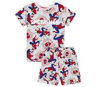 Marvel Spider-Man Boys Pyjama Set | Short Sleeve T-Shirt and Shorts PJs For Kids | Spiderman Classic Superhero Comic Books Character Sleepwear | Movie Nightwear Gifts for Children