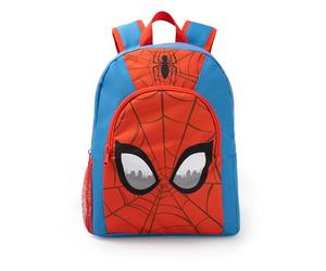 Marvel Spider-Man Boys Red & Blue Backpack | Zip-Up School Bag with Padded Shoulder Straps | Web Pattern & Mask Graphic Design | Front Zip Pocket & Side Mesh Storage Merch