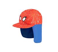 Marvel Spider-Man Boys Red Legionnaire Swim Hat | Web Pattern Character Design with Neck Flap Protection | Sun Protection Swimwear | Kids Beach Holiday Hat Merch